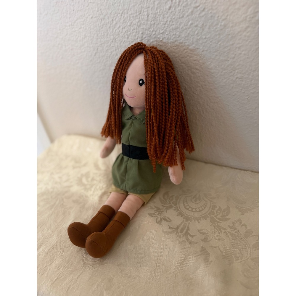 The Petting Zoo Plush Rag Doll Red Yarn Hair Park Ranger Explorer Green 15in - Picture 3 of 10
